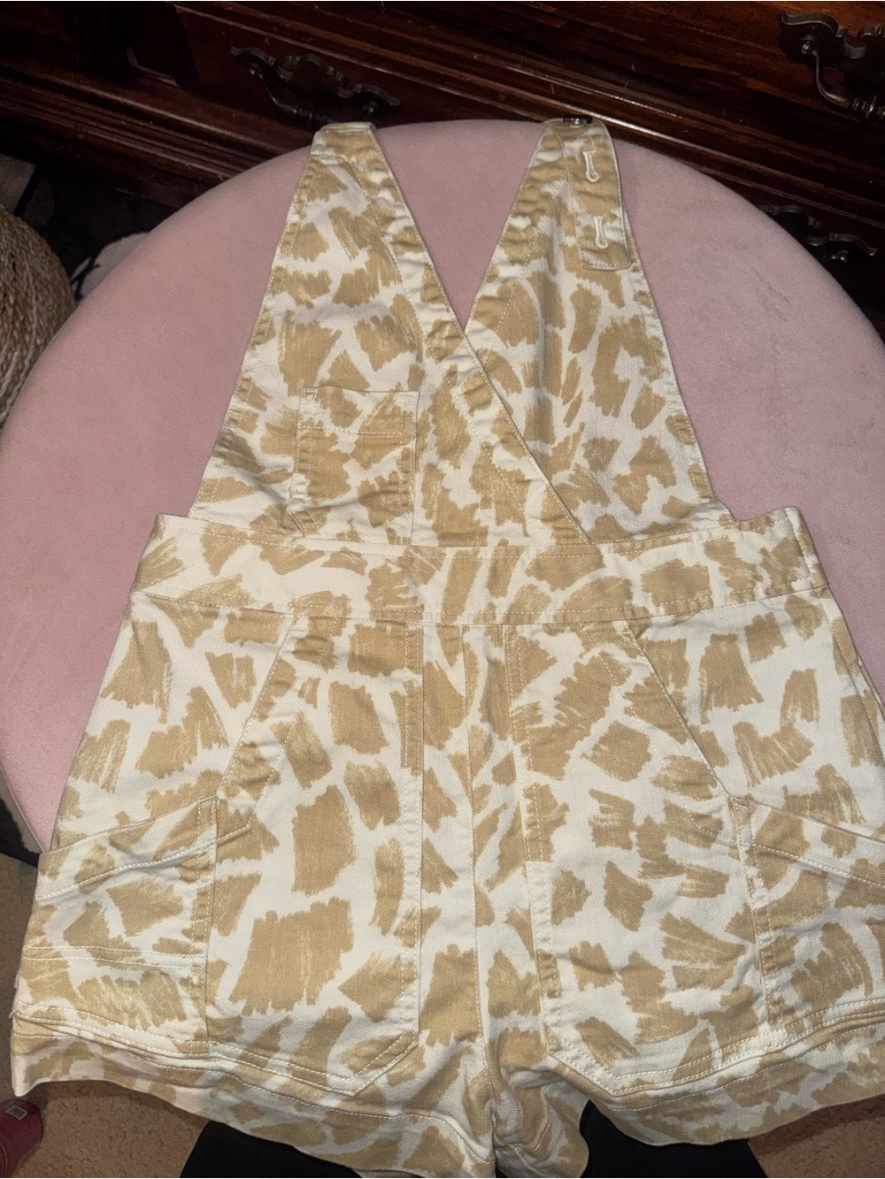 Anthropologie Maeve Tan and White Short Overalls